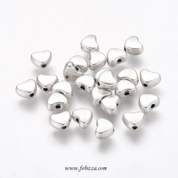 10 τεμ, 6 χλστ, Ορείχαλκος, Χάντρα, Καρδιά, Ασημί