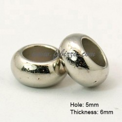 10 τεμ, 10 χλστ διάμετρος, 6 χλστ τρύπα, Ακρυλικές Χάντρες, Κύλινδρος, Πλατινέ