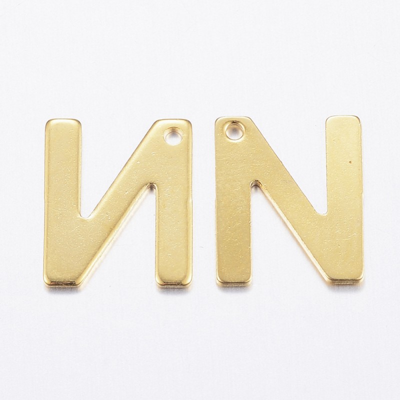2 τεμ, 11x10 χλστ, 304 Ανοξείδωτο Ατσάλι, Γράμμα "N", Κρεμαστό, Χρυσό