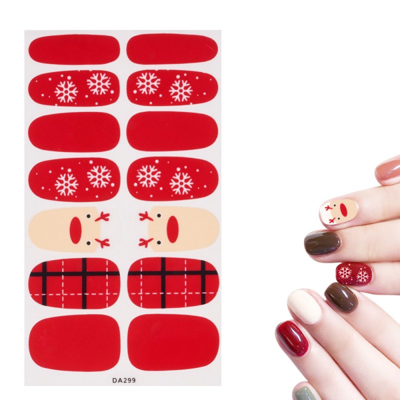 1 σετ, 10x5.5 εκατ, Nail Art Αυτοκόλλητα, Διακοσμήσεις άκρων νυχιών, Χριστουγεννιάτικο στυλ, Κόκκινο