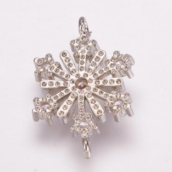 1 τεμ, 19 χλστ, Χιονονιφάδα με Ζιρκον και Επιμεταλλωμένο Ορείχαλκος, 2 Συνδέσμους, Ασημί