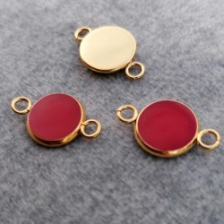 304 Ανοξειδωτο Ατσάλι με Σμάλτο, 2 Συνδέσμους, Χρυσή Βάση, Κόκκινο