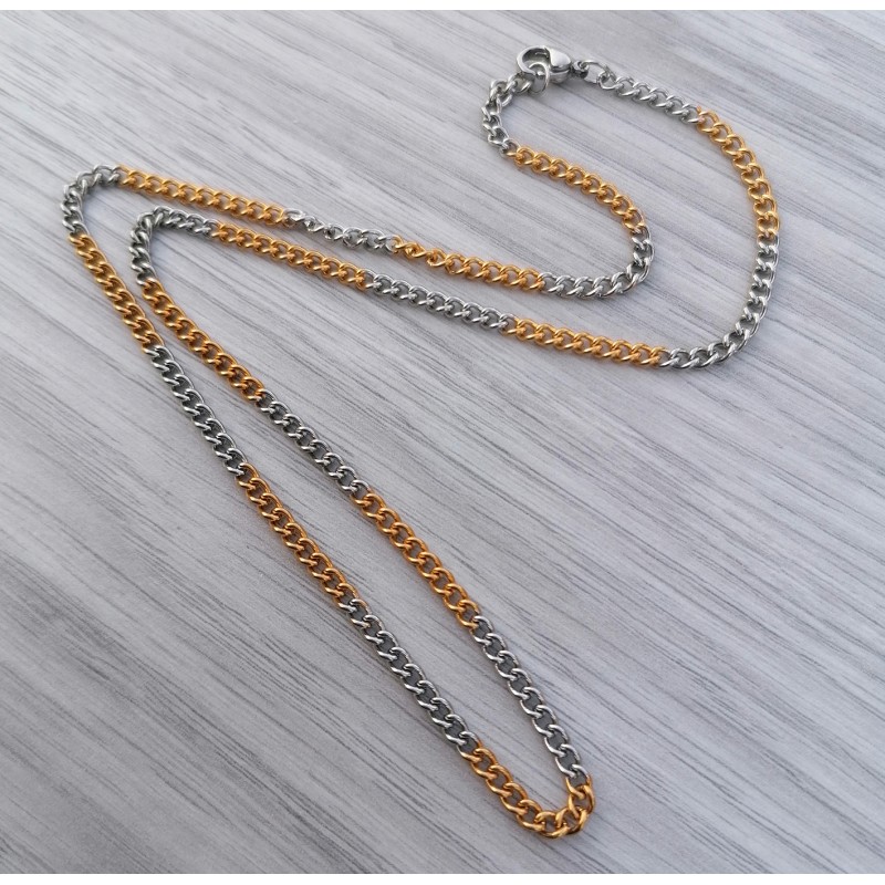 3 χλστ πάχος, 304 Ανοξείδωτο Ατσάλι, Αλυσίδα Λαιμού, Κολιέ, Χρυσό και Ατσάλι