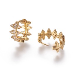 1 ζευγ, 15x8 χλστ, Επάργυρα Σκουλαρίκι Κρίκος με Ζιρκόν, Χρυσό