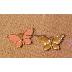 1 τεμ, 14x30x2 χλστ, Τρύπα: 2 χλστ, Κράμα με Σμάλτο, Πεταλούδα, Χρυσό με Ροζ