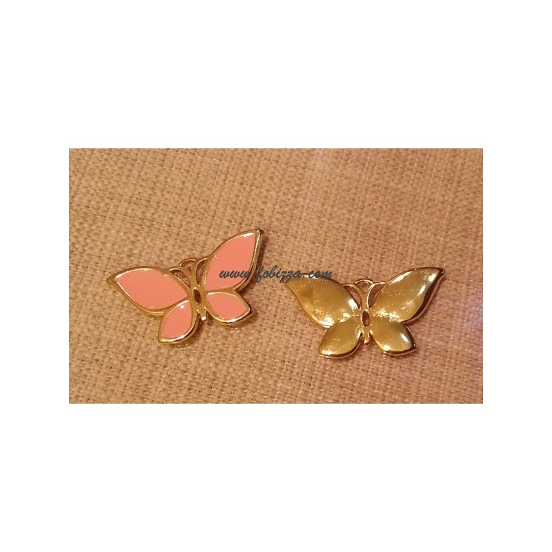 1 τεμ, 14x30x2 χλστ, Τρύπα: 2 χλστ, Κράμα με Σμάλτο, Πεταλούδα, Χρυσό με Ροζ