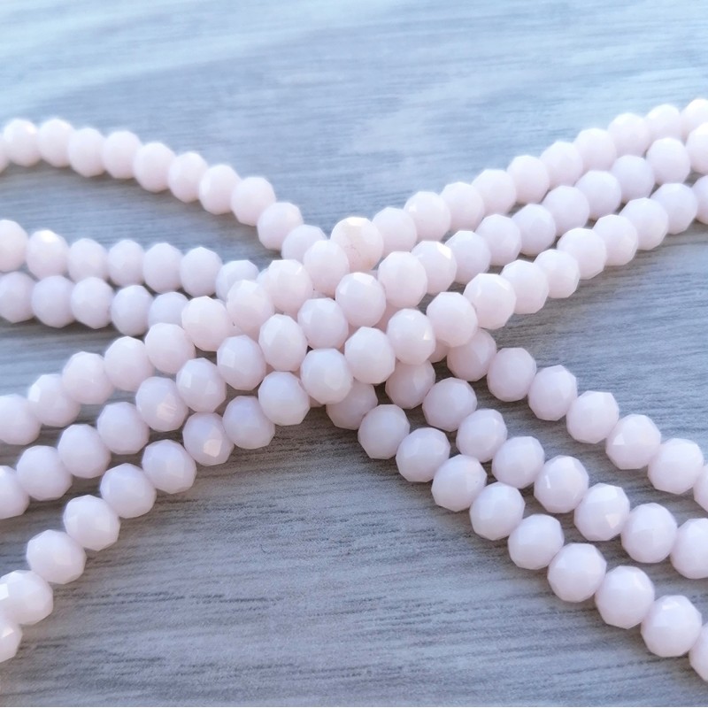 94 τεμ, 6x4 χλστ, Πολύπλευρα Κρυσταλλάκια, Χάντρα, Ανοιχτό Ροζ (GLF-6x4MM-OP)