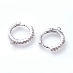 Επάργυρο Σκουλαρίκια Κρίκος με Ζιρκόν και Σύνδεσμο, Πλατίνας