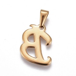 1 τεμ, 18x15 χλστ, 304 Ανοξείδωτο Ατσάλι με Ζιρκόν, Γράμμα "B", Κρεμαστό, Χρυσό