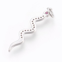 1 τεμ, 29x6 χλστ, Επάργυρο με Ζιρκόν, Φιδάκι, Κρεμαστό, Πλατίνας