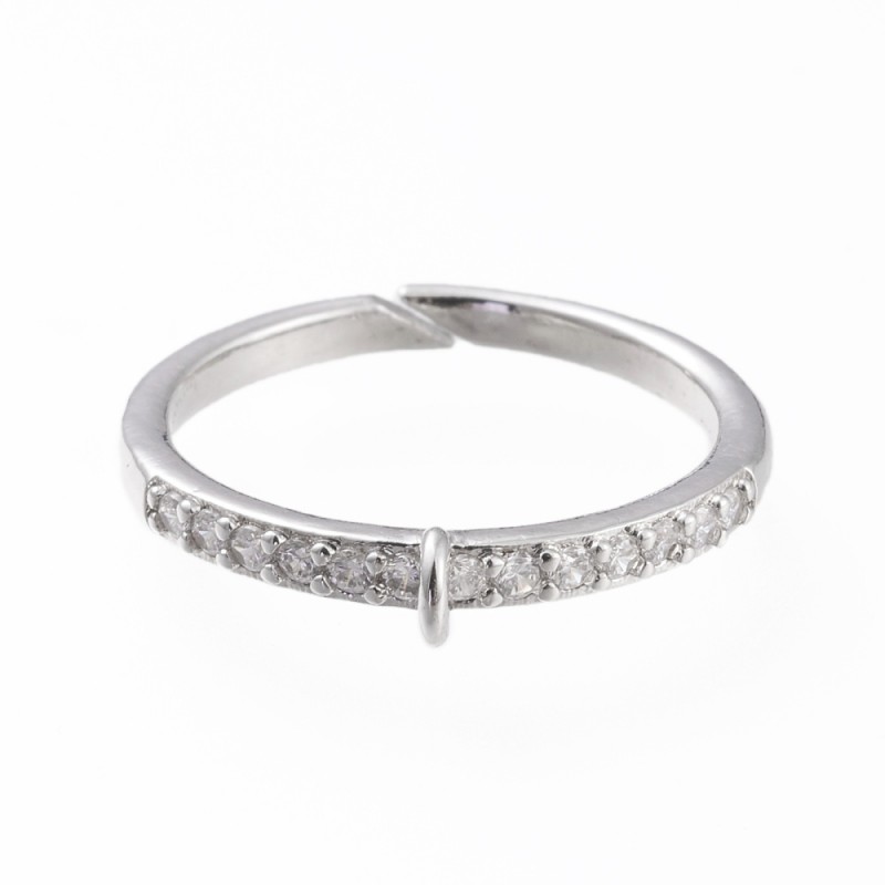 Επάργυρο Δαχτυλίδι με Ζιρκόν και Σύνδεσμο, Ρυθμιζόμενο,Πλατίνας