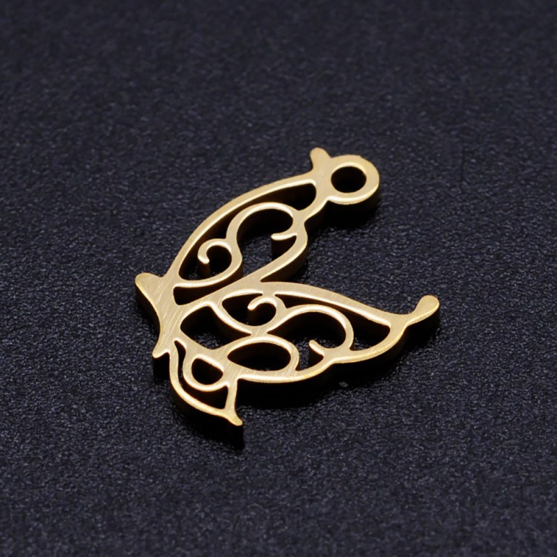 1 τεμ, 16x13 χλστ, 201 Ανοξείδωτο Ατσάλι, Πεταλούδα, Κρεμαστό, Χρυσό