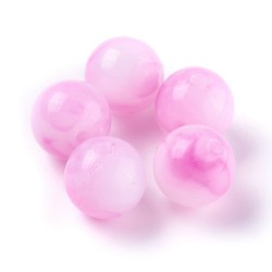 Απομιμήση Αχάτη, Ακρυλικές Χάντρες, Στρογγυλή με Νερά, Ροζ