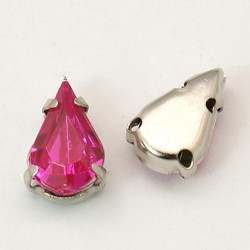 10 τεμ, 10 χλστ, Χαλκός με Ακρυλικό Τεχνητό Διαμάντι, Δάκρυ, Περαστό, Ασημί Βάση, Μικτό Χρώμα