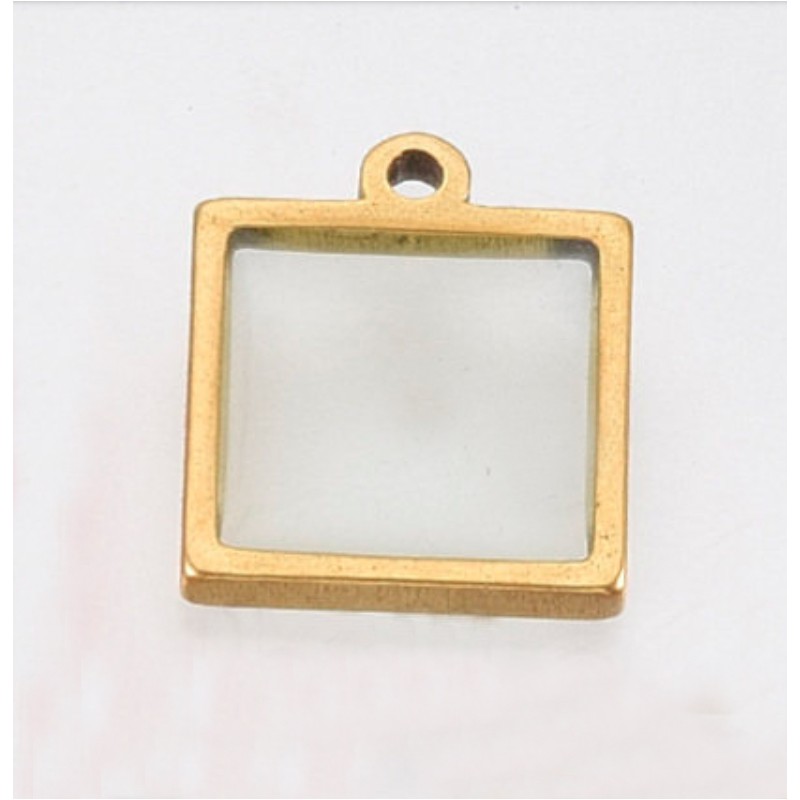 2 τεμ, 12x10 χλστ, 201 Ανοξειδωτο Ατσάλι με Ρητίνη, Κρεμαστό, Τετράγωνο, Χρυσή Βάση, Διαφανές