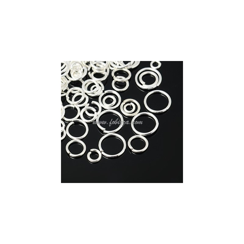 20 γρ/ 100 τεμ περίπου, Μικτό Μέγεθος, Κρίκοι από Χαλκό με άνοιγμα, Ασημί