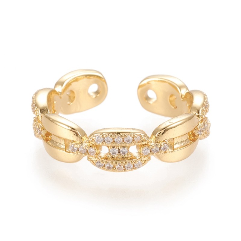 1 τεμ, 17 χλστ εσωτ. διάμ, Επίχρυσο Δαχτυλίδι με 18Κ Χρυσό και Ζιρκον, Αλυσίδα, Ρυθμιζόμενο, Χρυσό