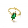 1 τεμ, Ρυθμιζόμενο, Επίχρυσο Δαχτυλίδι με 18Κ Χρυσό και Ζιρκόν, Μονόπετρο, Σχήμα Μάτι, Χρυσή Βάση, Πράσινο