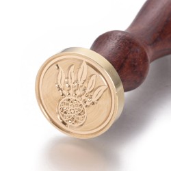 Βουλοκέρι απο Ορείχαλκο με Ξύλινη Λαβή, Σφραγίδα Κεριού με Σχέδιο Ονειροπαγίδα, Χρυσό