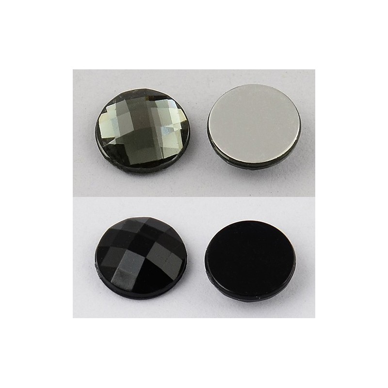 Ρητίνη, Καμπουσόν, Πολύπλευρες, Ίσιες στο πίσω μέρος χάνδρες, Μαύρο και Γκρι