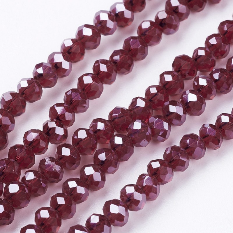 140 τεμ, 4x3 χλστ, Πολύπλευρη Χάντρα, Κρύσταλλο, Ημιδιαφανές, Κόκκινο