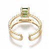 1 τεμ, Ρυθμιζόμενο, Επίχρυσο με 18Κ Χρυσό, Δαχτυλίδι με Ζιρκόν, Διπλό, Χρυσή Βάση, Πράσινο