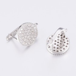 1 ζευγ, 16x12x3 χλστ, Επάργυρο, Σκουλαρίκια Δίσκος με Ζιρκόν και Σύνδεσμο, Πλατίνας