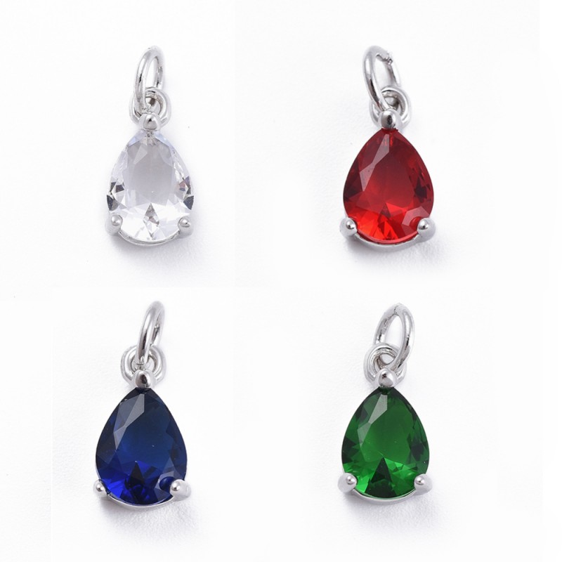 1 τεμ, 12x7 χλστ, Επάργυρο Κρυσταλλάκι, Δάκρυ, Κρεμαστό, Χρώμα Επιλογής