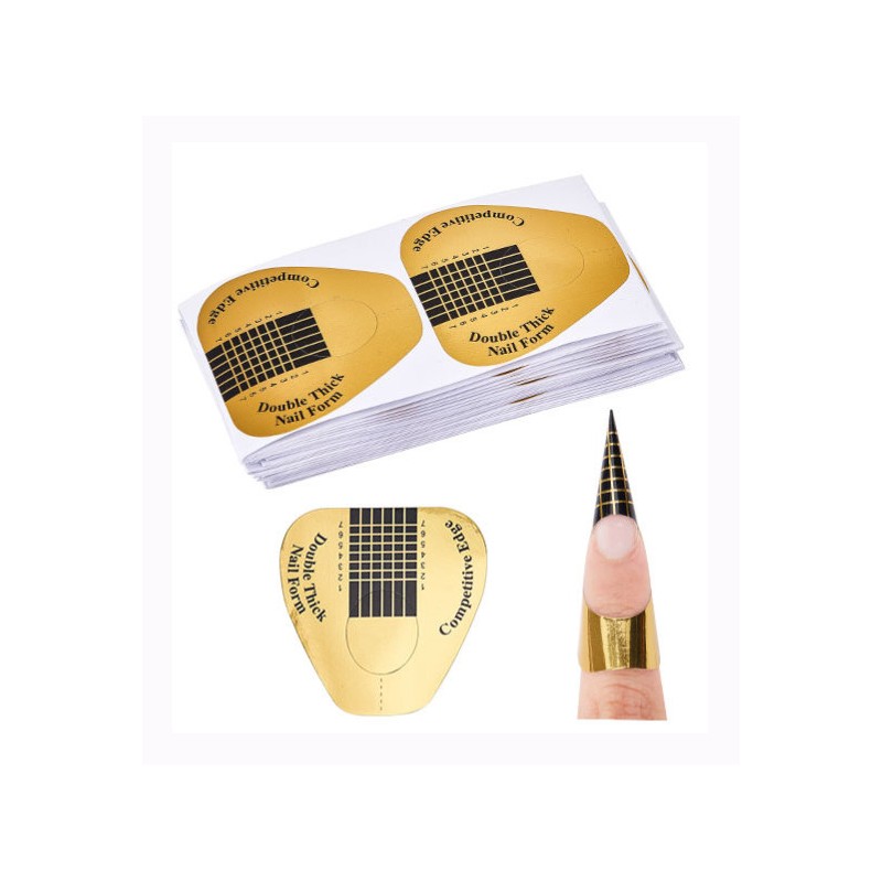 50 τεμ, 60x58 χλστ, Αυτοκόλλητα/Φόρμες για Επεκτάσεις Νυχιών με Gel, Τρίγωνο, Εργαλεία Νυχιών Μανικιουρ, Χρυσό
