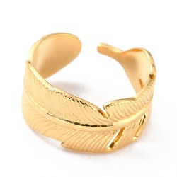 1 τεμ, 10 χλστ πλάτος, 304 Ανοξείδωτο Ατσάλι, Ρυθμιζόμενο Δαχτυλίδι, Φύλλο, Χρυσό και Ασημί