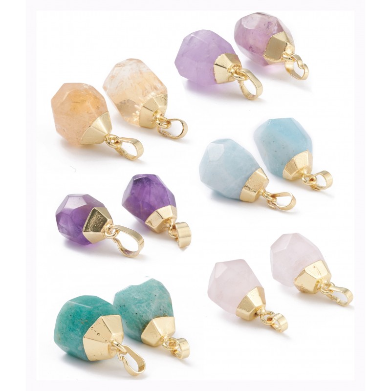 1 τεμ, 19~21 χλστ, Φυσικός Ημιπολύτιμοι Λίθοι με Χρυσά Στοιχεία, Πολύπλευρη Κοπή, Κρεμαστό, Επιλογή