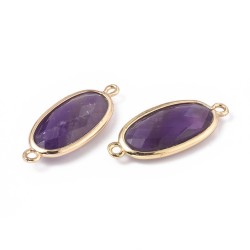 1 τεμ, 28x12x5 χλστ, Φυσικός Ημιπολύτιμοι Λίθοι με Χρυσά Στοιχεία, Οβαλ, Πολύπλευρη Κοπή, 2 Συνδέσμους, Επιλογή