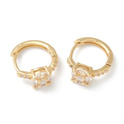 1 ζευγ, 17x9 χλστ, Επίχρυσο με 18Κ Χρυσό, Σκουλαρίκια Κρίκος με Ζιρκόν, σε Χρυσό και Ασημί