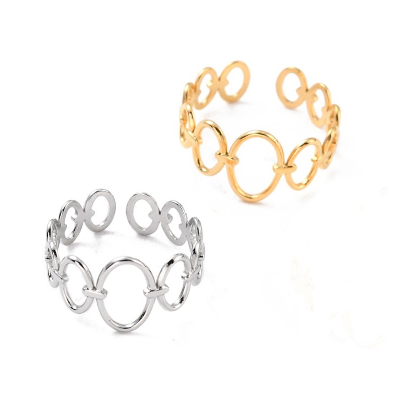 1 τεμ, 11 χλστ πλάτος, 304 Ανοξείδωτο Ατσάλι, Ρυθμιζόμενο Δαχτυλίδι, Κύκλοι, Χρυσό και Ασημί