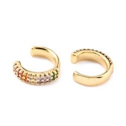 1 τεμ, 14x4 χλστ, Επίχρυσο με 18Κ Χρυσό, Σκουλαρίκι με Ζιρκον, Κρίκος για Αυτί χωρις Τρύπα, Πολύχρωμο