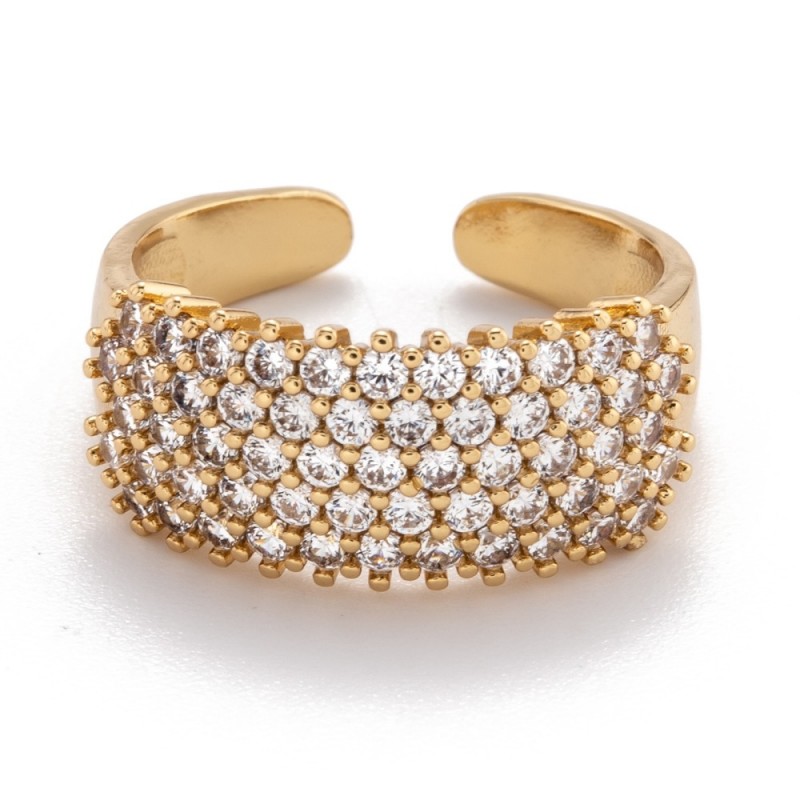 1 τεμ, 7 χλστ πλάτος, Επίχρυσο Δαχτυλίδι με 18Κ Χρυσό και Ζιρκόν, Ρυθμιζόμενο Δαχτυλίδι, Χρυσό