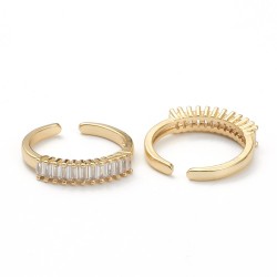 1 τεμ, 4 χλστ πλάτος, Επίχρυσο Δαχτυλίδι με 18Κ Χρυσό και Ορθογώνια Ζιρκόν, Ρυθμιζόμενο, Χρυσό