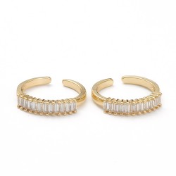 1 τεμ, 4 χλστ πλάτος, Επίχρυσο Δαχτυλίδι με 18Κ Χρυσό και Ορθογώνια Ζιρκόν, Ρυθμιζόμενο, Χρυσό