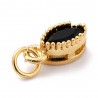 2 τεμ, 9x4 χλστ, Επιχρυσωμένο με 18Κ Χρυσό, Ζιρκόν, Οβάλ, Κρεμαστό, Χρυσή Βάση, Μαύρο