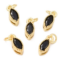 2 τεμ, 9x4 χλστ, Επιχρυσωμένο με 18Κ Χρυσό, Ζιρκόν, Οβάλ, Κρεμαστό, Χρυσή Βάση, Μαύρο