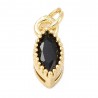 2 τεμ, 9x4 χλστ, Επιχρυσωμένο με 18Κ Χρυσό, Ζιρκόν, Οβάλ, Κρεμαστό, Χρυσή Βάση, Μαύρο