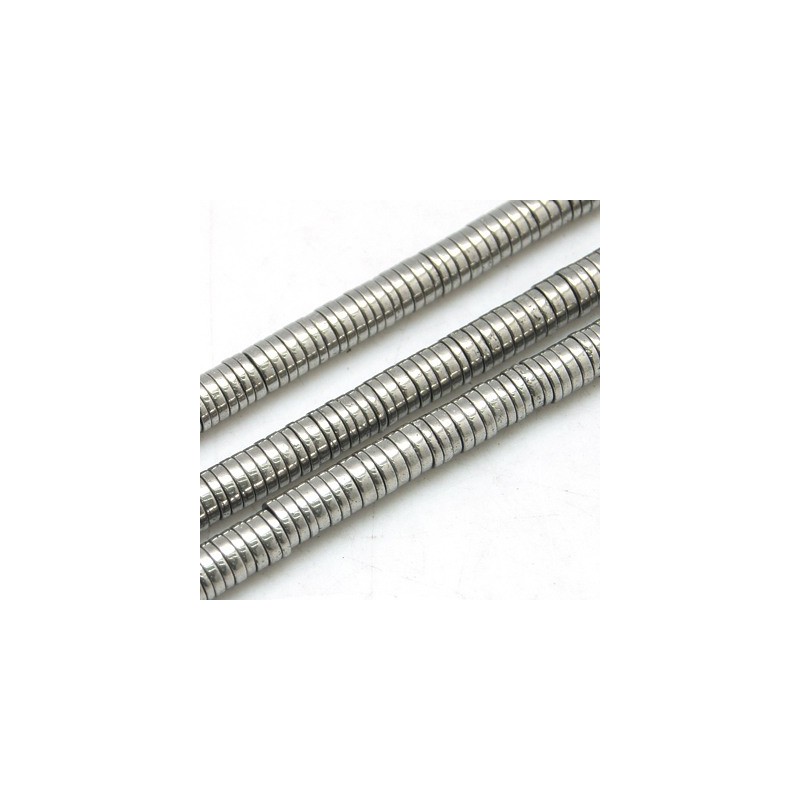 50 τεμ, 4 χλστ, Αιματίτης, Ροδέλα, Χάντρα, Πλατίνας