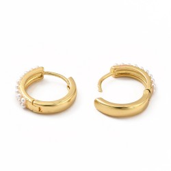 1 ζευγ, 17x4 χλστ, Επίχρυσο με 18Κ Χρυσό, Σκουλαρίκια Κρίκος με Πέρλες (SNF-17P-G)