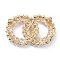 1 τεμ, 42x38 χλστ, Ορείχαλκος, Καρφίτσα με Πέρλες και Διαμαντάκια, Διπλός Κυκλος, Χρυσό