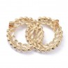 1 τεμ, 42x38 χλστ, Ορείχαλκος, Καρφίτσα με Πέρλες και Διαμαντάκια, Διπλός Κυκλος, Χρυσό
