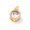 2 τεμ, 10x7 χλστ, Επιχρυσωμένο με 18Κ Χρυσό, Ζιρκόν, Στρογγυλό, Κρεμαστό, Χρυσή Βάση, Διαφανές