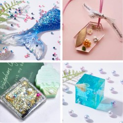 300 τεμ, 1~5 χλστ μικτό, Ακρυλικές Πέρλες, Χωρίς Τρύπα, Αξεσουάρ Διακόσμησης Νυχιών, Στρογγυλές, Λευκό