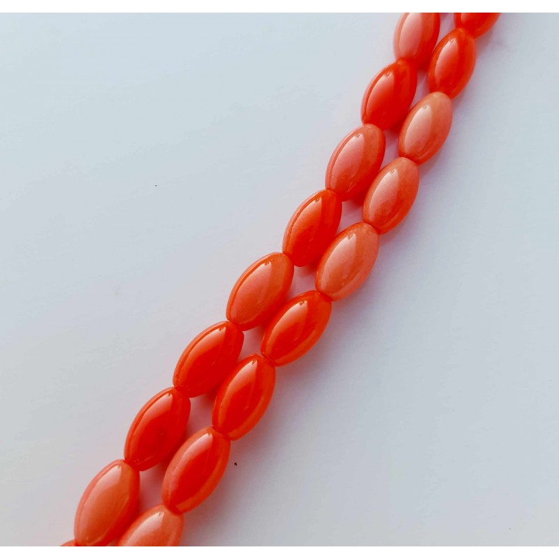 32 τεμ, 10x6 χλστ, Γυάλινες Οβάλ Χάντρα, Σκούρο Σομόν