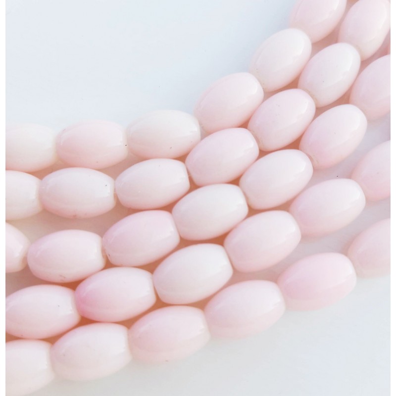 10 τεμ, 11x8 χλστ, Γυάλινες Οβάλ Χάντρα, Ροζ