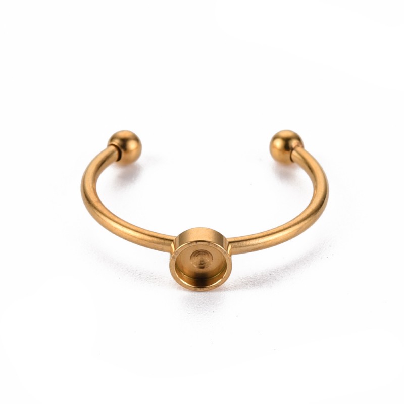 1 τεμ, 4 χλστ καστόνι, 304 Ανοξείδωτο Ατσάλι, Ρυθμιζόμενο Δαχτυλίδι με Καστόνι, Χρυσό